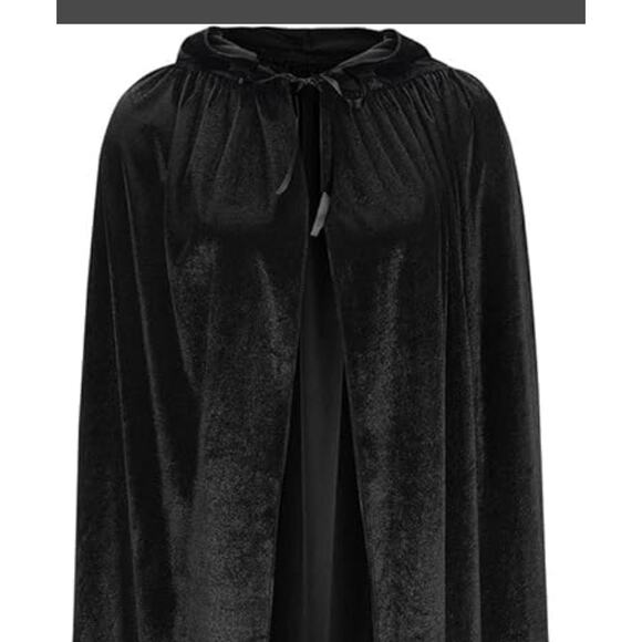 Velvet Renaissance Medieval Cloak Hooded Cape Robe Outfit Witch costume vampire - Picture 6 of 6